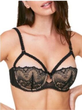 Adore Me Black Lace Strappy Push-Up Bra